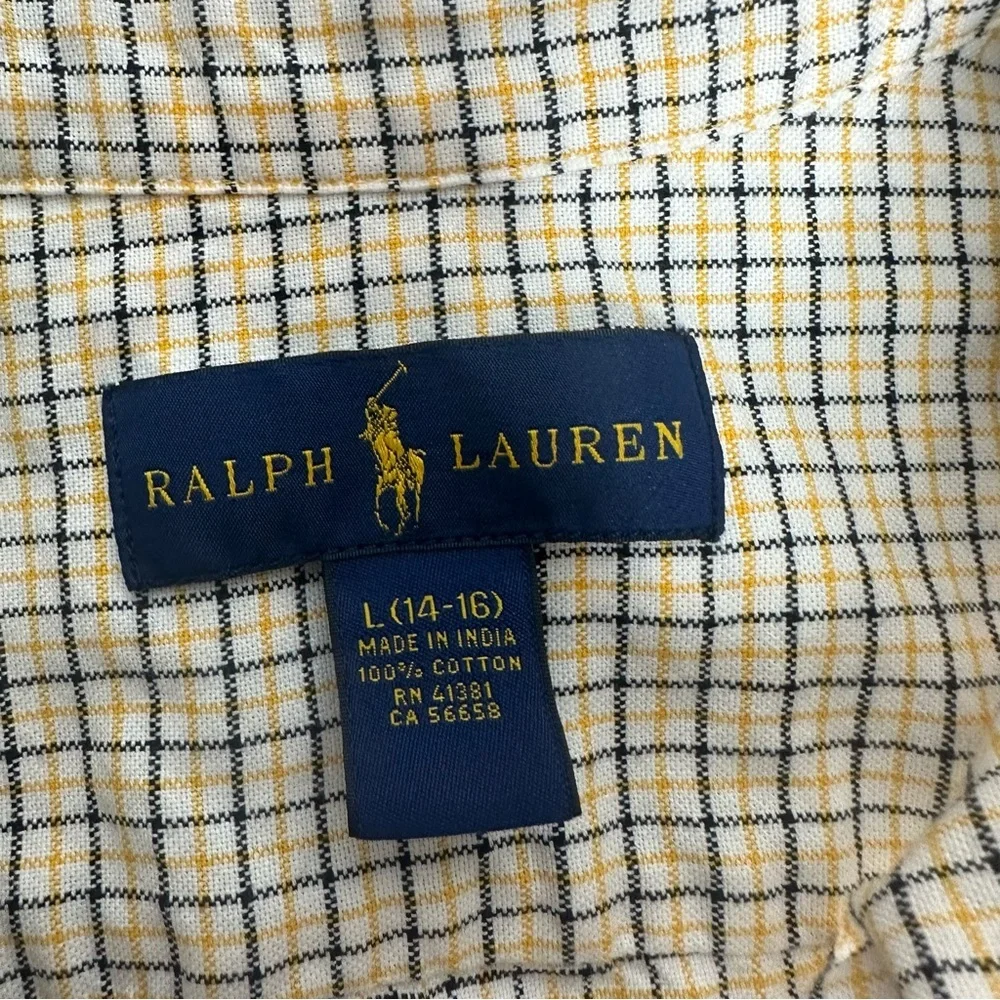 Boys Ralph Lauren Plaid Button Down Shirt L yellow/black